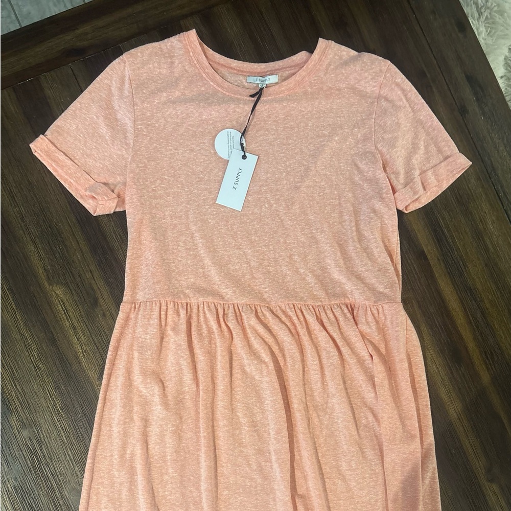 Z Supply Lucia Peach Coral Casual Dress Small S NWT